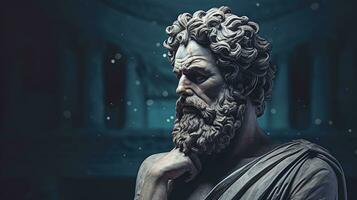 AI generated Generative AI, Stoicism concept, sculpture of a stoic, representing philosophy, ancient greek god statue photo