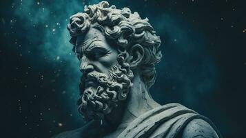 AI generated Generative AI, Stoicism concept, sculpture of a stoic, representing philosophy, ancient greek god statue photo