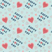 Seamless pattern heart shapes and text Happy Love Day. Valentine's Day background. Love pattern vector