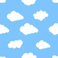 Clouds. Seamless pattern. White clouds on blue background. Vector drawing.