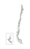 Vector isolated illustration of simplified administrative map of Chile. Borders of the regions. Grey silhouettes. White outline