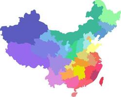 Vector isolated illustration of simplified administrative map of China. Borders of the provinces, regions. Multi color silhouettes.