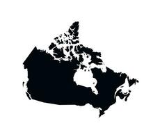 Vector isolated simplified illustration icon with black silhouette of Canada map. White background