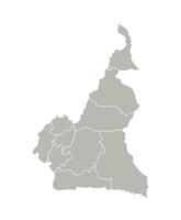 Vector isolated illustration of simplified administrative map of Cameroon. Borders of the regions. Grey silhouettes. White outline