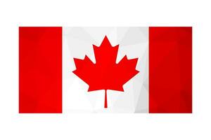 Vector isolated illustration. National Canadian flag with red Maple Leaf. Official patriotic symbol of Canada. Creative design in low poly style with triangular shapes. Gradient effect.