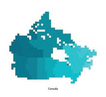 Vector isolated illustration of simplified administrative map of Canada. Borders and names of the regions. Colorful blue shapes in pixel style are template for nft art.