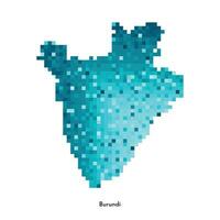 vector aislado geométrico ilustración con simplificado glacial azul silueta de Burundi mapa. píxel Arte estilo para nft modelo. punteado logo con degradado textura para diseño en blanco antecedentes