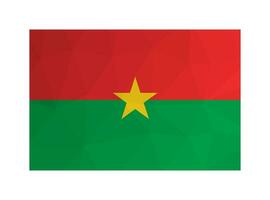 Vector isolated illustration. Official symbol of Burkina Faso. National flag with bands of red and green and yellow star. Creative design in low poly style with triangular shapes. Gradient effect.