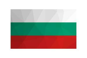 Vector isolated illustration. National Bulgarian flag with tricolour of white, green, red. Official symbol of Bulgaria. Creative design in low poly style with triangular shapes. Gradient effect.