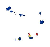 Vector isolated illustration with Cape Verde national flag with shape of this map simplified. Volume shadow on the map. White background