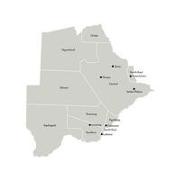 Vector isolated illustration of simplified administrative map of Botswana. Borders and names of the districts, regions. Grey silhouettes. White outline