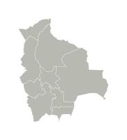 Vector isolated illustration of simplified administrative map of Bolivia. Borders of the departments, regions. Grey silhouettes. White outline