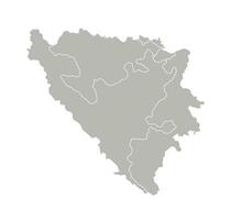 Vector isolated illustration of simplified administrative map of Bosnia and Herzegovina. Borders of the provinces, regions. Grey silhouettes. White outline.