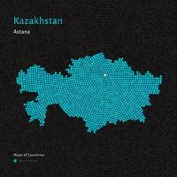 Kazakhstan, Qazaqstan Map with a capital of Astana Shown in a Mosaic Pattern. Square composition vector