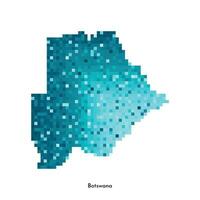Vector isolated geometric illustration with simplified icy blue silhouette of Botswana map. Pixel art style for NFT template. Dotted logo with gradient texture for design on white background