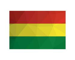 Vector illustration. Official ensign of Bolivia. National flag with red, yellow, green stripes. Creative design in low poly style with triangular shapes. White background