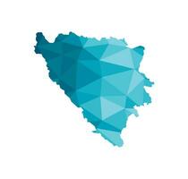 Vector isolated illustration icon with simplified blue silhouette of Bosnia and Herzegovina map. Polygonal geometric style, triangular shapes. White background.