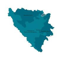 Vector isolated illustration of simplified administrative map of Bosnia and Herzegovina. Borders and names of the regions. Colorful blue khaki silhouettes.