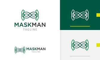 Logo design icon abstract geometric green masquerade spy face man woman mask eye with outline style vector