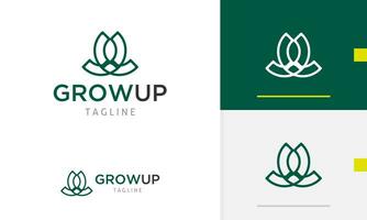 Logo design icon abstract geometric elegant beauty outline of lotus flower for yoga spa relaxation vector