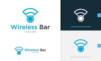 Logo design icon abstract geometric circle blue wifi wireless device showing signal connection bar vector