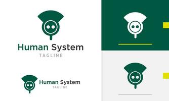 Logo design icon abstract geometric circle green device system modern futuristic tech robot spy mask vector