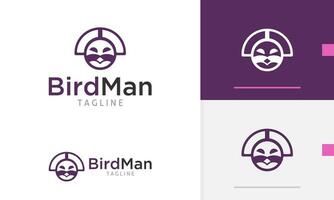 Logo design icon abstract geometric man warrior king face outline bird face and a crown headband vector