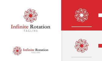 Logo design icon abstract geometric rotating spiral round of half circle creating a flower pinwheel vector