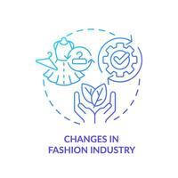 2D gradient icon changes in fashion industry concept, simple isolated vector, sustainable fashion thin line blue illustration. vector