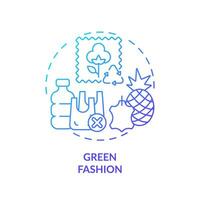 2D gradient icon green fashion concept, simple isolated vector, sustainable fashion thin line blue illustration. vector