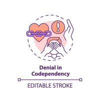 2D editable thin line icon denial in codependency concept, isolated vector, multicolor illustration representing codependent relationship. vector