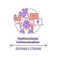 2D editable thin line icon dysfunctional communication concept, isolated vector, multicolor illustration representing codependent relationship. vector