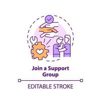 2D editable thin line icon join a support group concept, isolated vector, multicolor illustration representing codependent relationship. vector