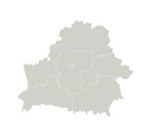 Vector isolated illustration of simplified administrative map of Belarus. Borders of the regions. Grey silhouettes. White outline.
