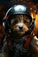 AI generated astronaut puppy cartoon wallpaper photo