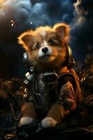 AI generated astronaut puppy cartoon wallpaper photo