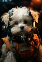 AI generated astronaut puppy cartoon wallpaper photo
