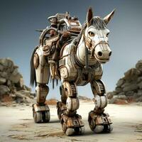 AI generated donkey 3D cartoon robot photo