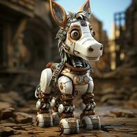 AI generated donkey 3D cartoon robot photo