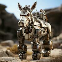 AI generated donkey 3D cartoon robot photo