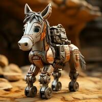 AI generated donkey 3D cartoon robot photo