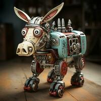 AI generated donkey 3D cartoon robot photo