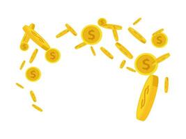 Vector Gold coin explosion Isolated on a transparent background vector