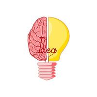 A half of light bulb and brain on white background.Symbol of creativity.creative idea.mind vector