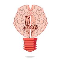 Light bulb and brain on a white background The symbol of creativity vector