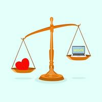 Work and heart on an unbalanced scales Working concepts should take care of health too vector