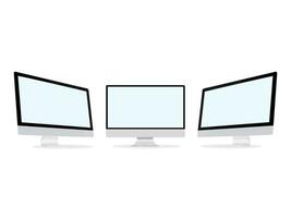 vector Three computer monitor with white display on white background