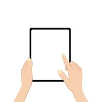 Tablet hands and blank touch screen Using tablet vector