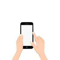 Hand and smartphone vertical.the touch screen is blank using a smartphone vector