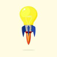 a rocket with a light bulb on top vector